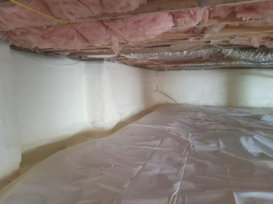 Crawl space encapsulation with closed-cell spray foam for Attic Insulation in Hoosick